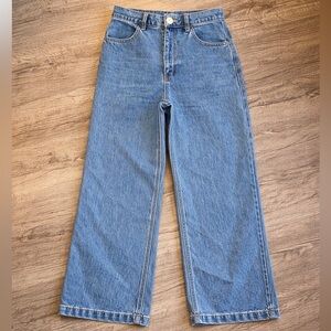 Whimsy + Row High Rise Cropped Wide Leg Jeans Organic Cotton 25